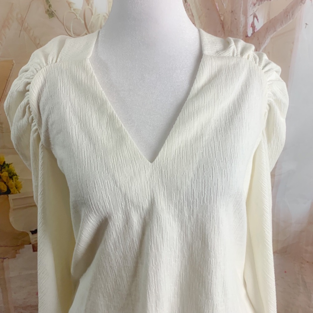 NEW Rebecca Taylor knit top with shirred shoulders - Picture 3 of 9